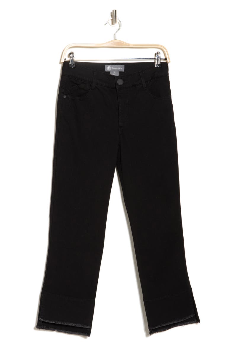 Fray Hem Crop Kick Flare Jeans, Alternate, color, BLACK