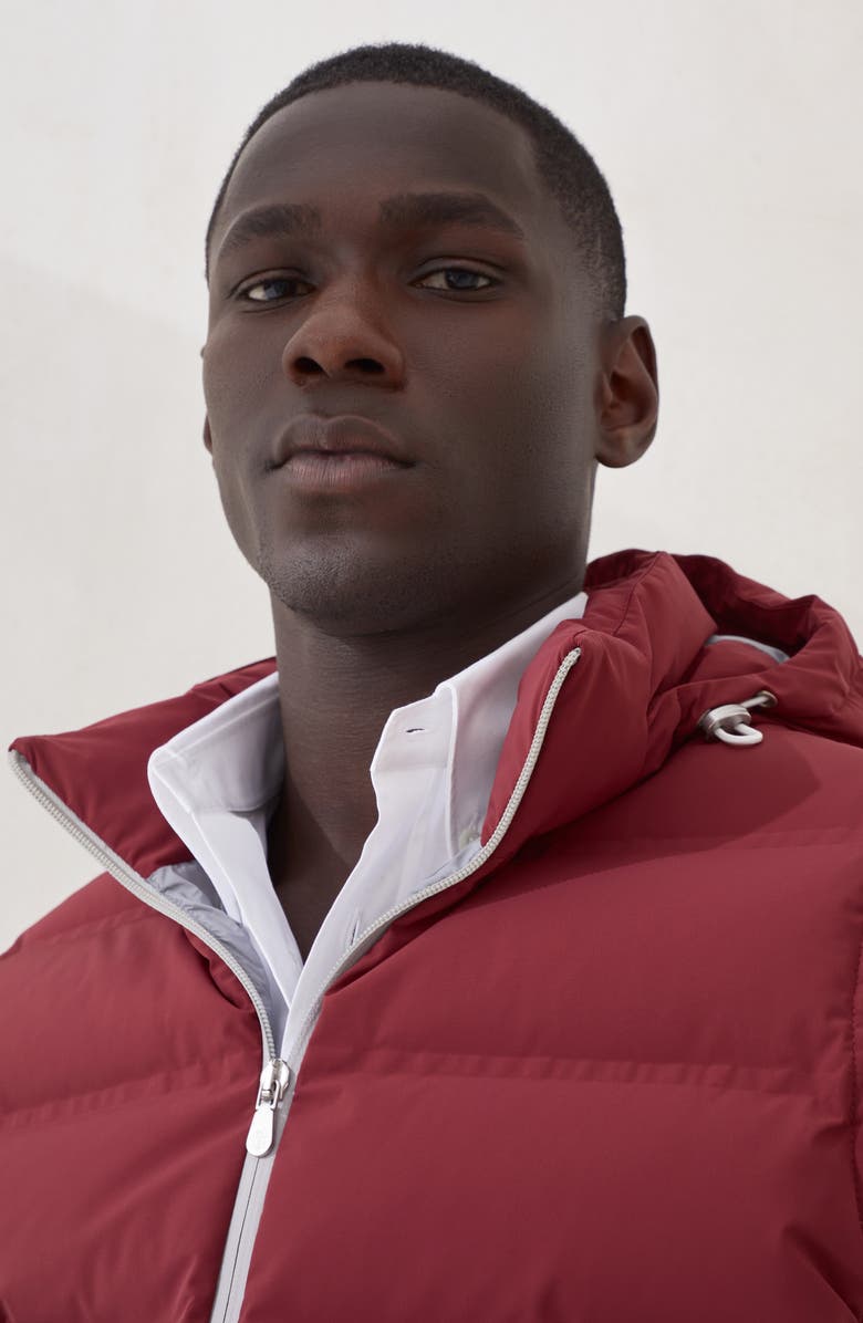 Brunello Cucinelli Taffeta down vest, Alternate, color, Purple-Red