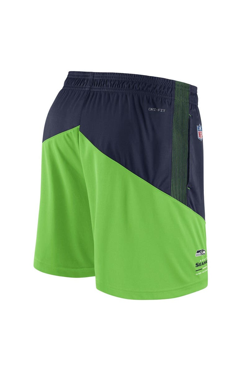 Nike Men's Nike Navy/Neon Green Seattle Seahawks Sideline Primary Lockup Performance Shorts, Alternate, color, Navy