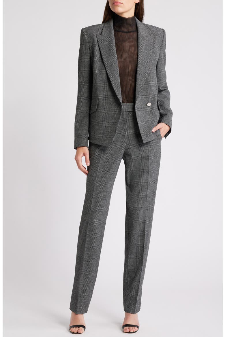 Jarinara Wrap Front One-Button Blazer, Alternate, color, CHARCOAL PLAID