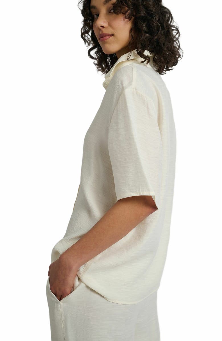 Onia Crinkle Oversized Short Sleeve Button Up Shirt, Alternate, color, Egret