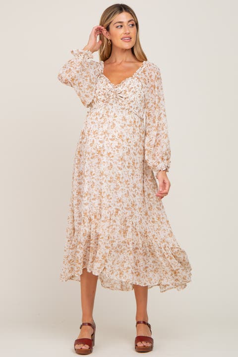 Floral Chiffon Ruffle Maxi Dress