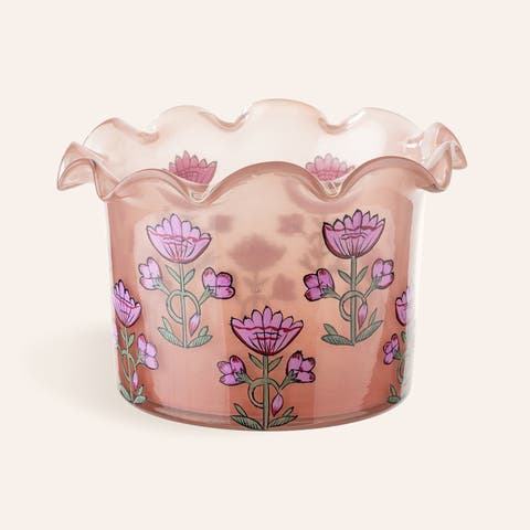 Aravali Hand Painted Glass Decorative Object 7X7X5 In