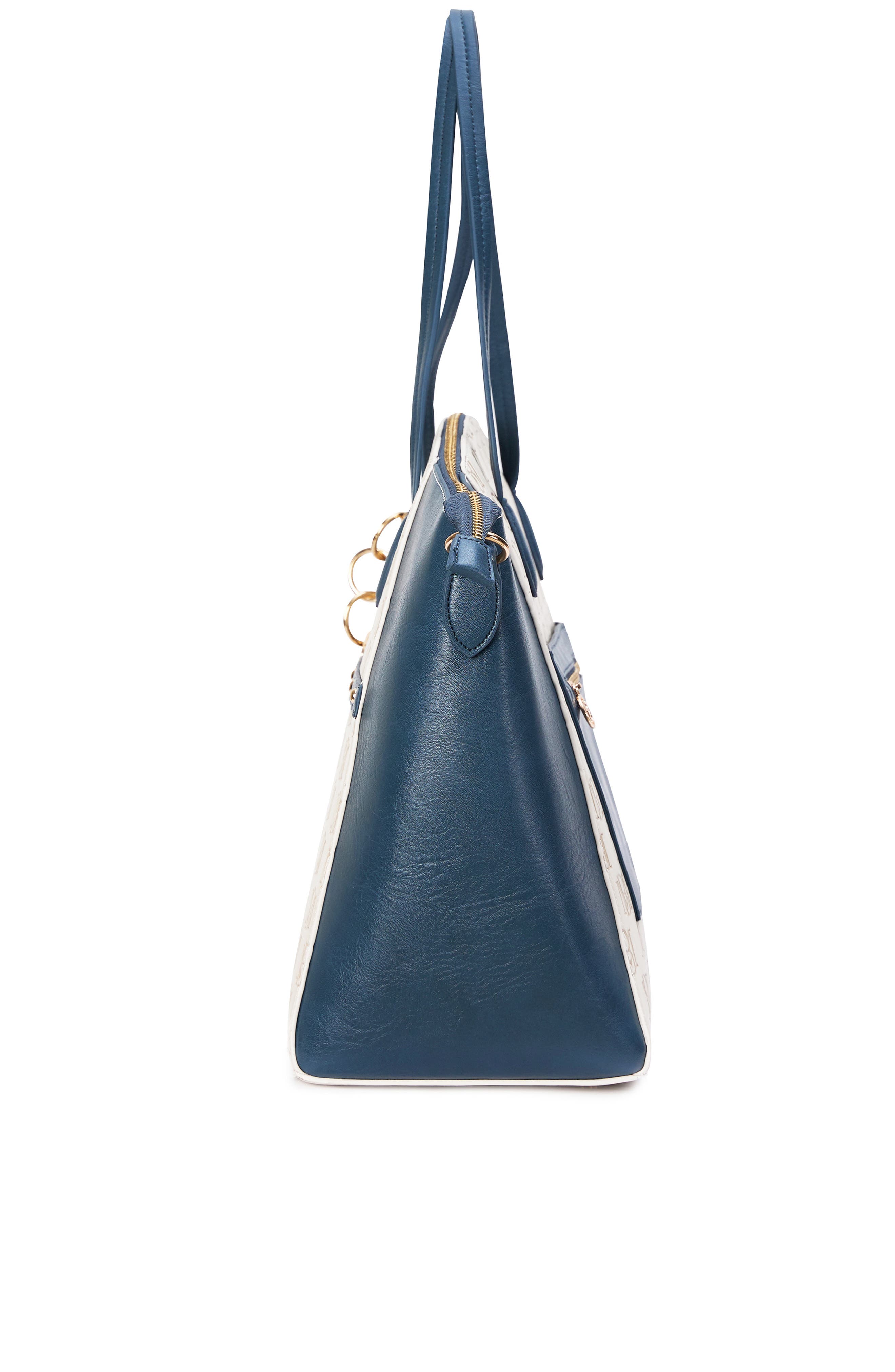 Caroline Vegan Leather Weekender Duffel Bag, Alternate, color, Champagne-Navy