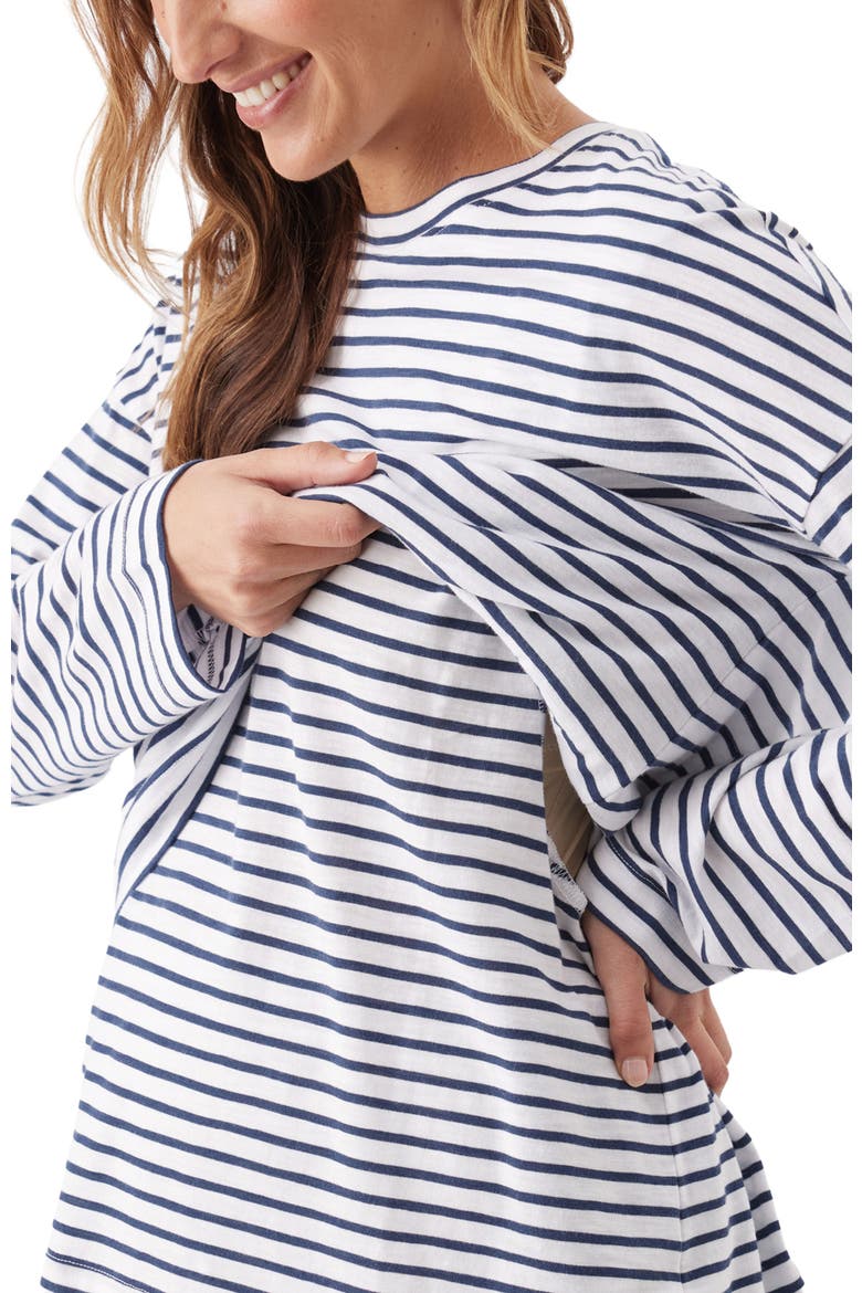 Claudette L/S Nursing Top, Alternate, color, White / Ink