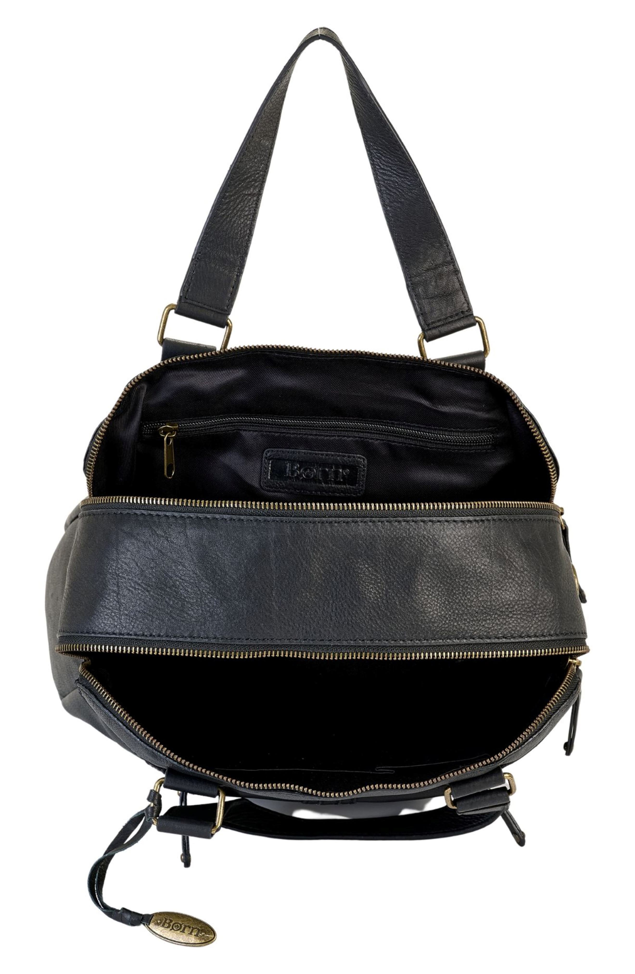 Børn Large Leather Organizer Satchel, Alternate, color, Black