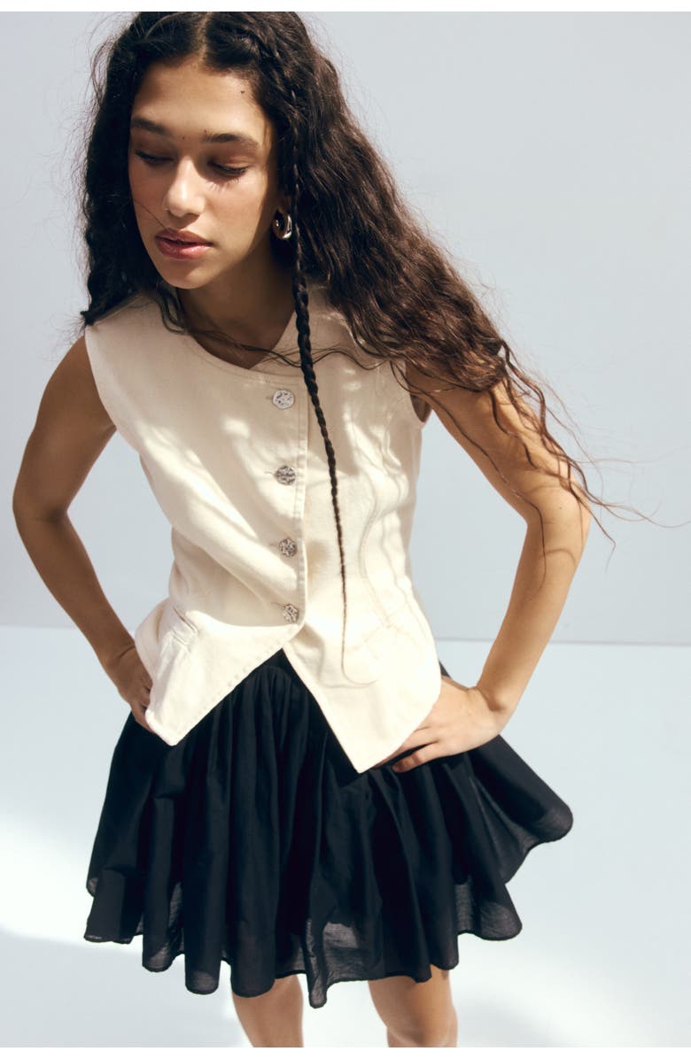 H&M Hammered-button Twill Waistcoat, Alternate, color, Cream