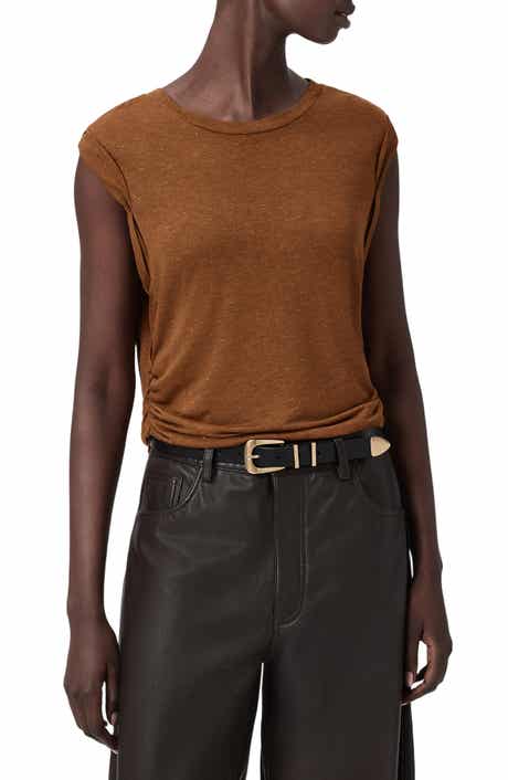 AllSaints Metallic Cap Sleeve Top