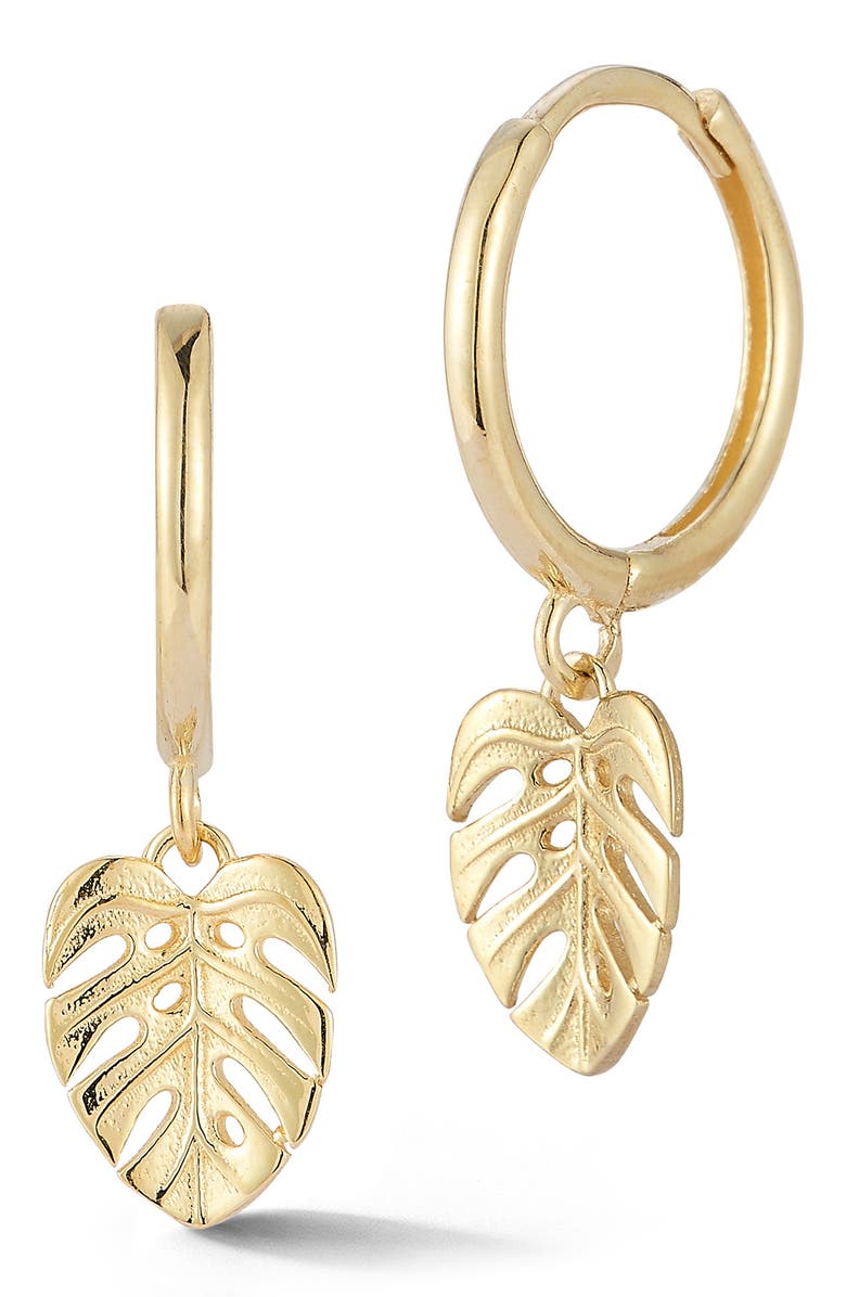 Ember Fine Jewelry 14K Gold Leaf Drop Earrings, Main, color, Gold