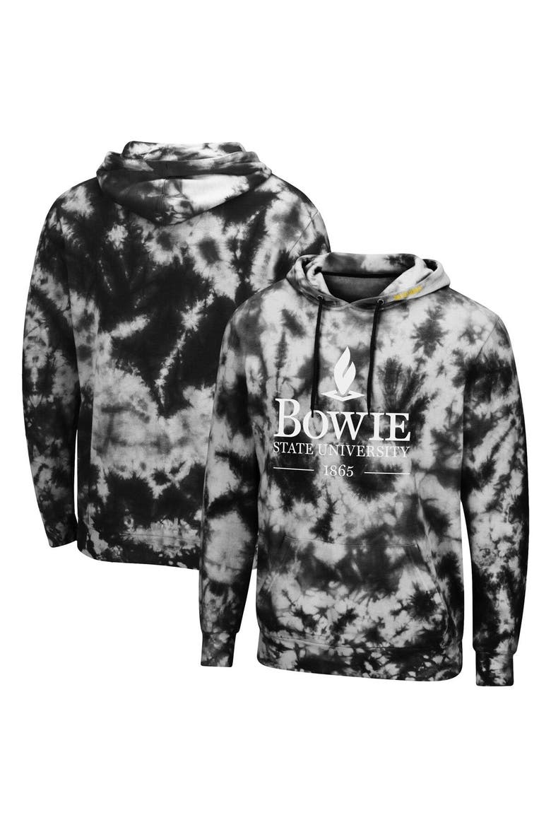 Men's Colosseum Black Bowie State Bulldogs Tie-Dye Pullover Hoodie, Main, color, Black