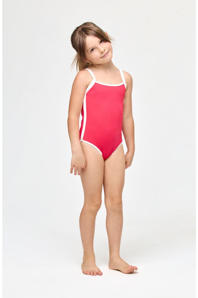 Kids' Little Beach Skipper One-Piece Swimsuit, Main, color, POUT/ CREAM