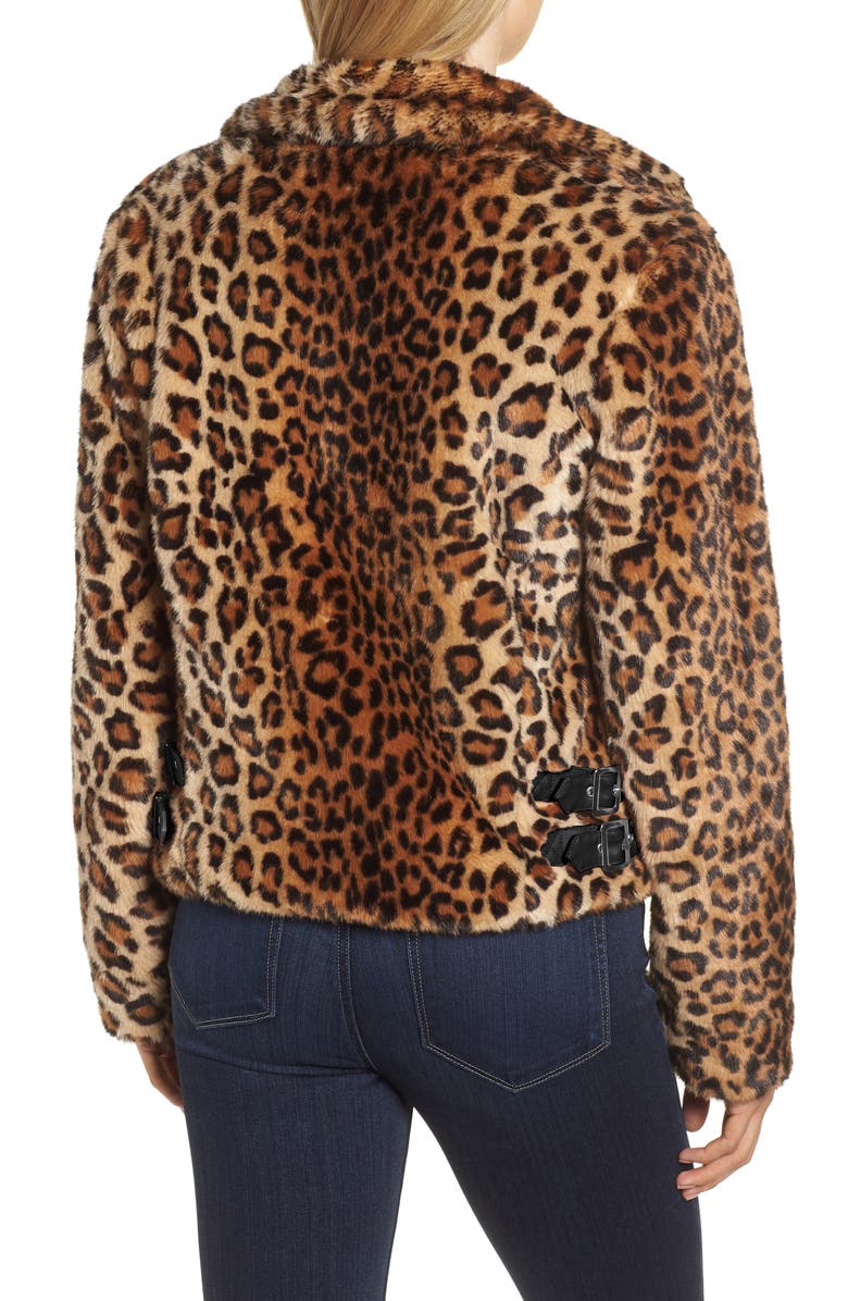 Rebecca Minkoff Faux Fur Moto Jacket, Alternate, color, 