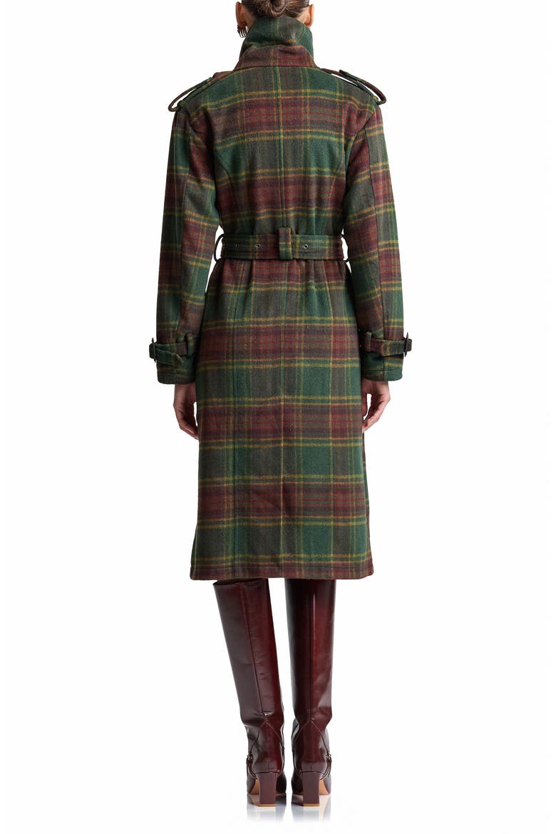 Plaid Funnel Neck Slouchy Trench Coat, Alternate, color, FOLIAGE PLAID