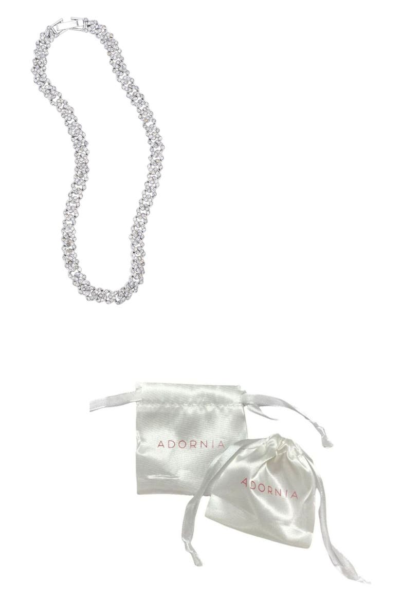 Crystal Pavé Curb Link Chain Anklet, Alternate, color, SILVER