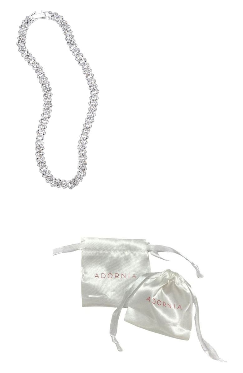 Adornia Crystal Pavé Curb Link Chain Anklet, Alternate, color, Silver