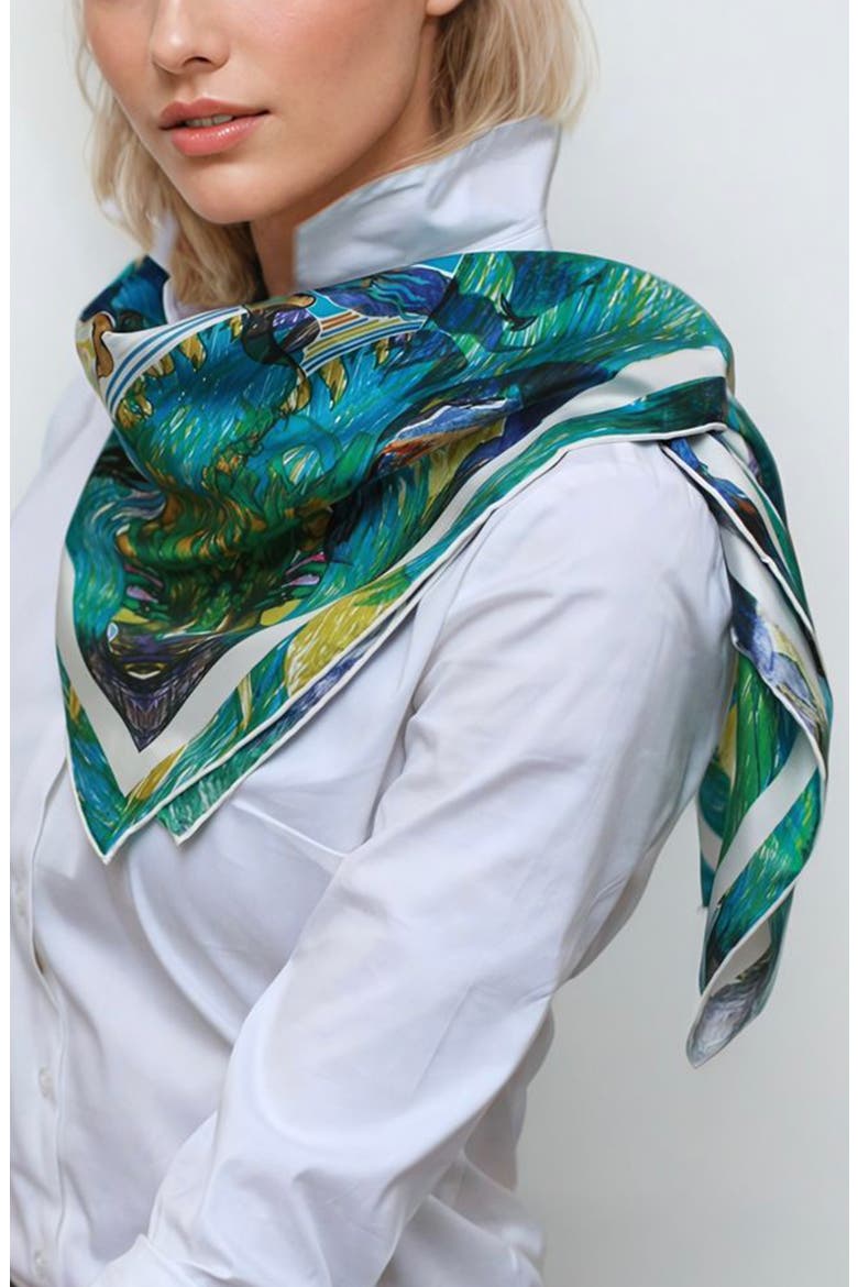 Silk Scarf of Summer Forest Imagination, Alternate, color, Green
