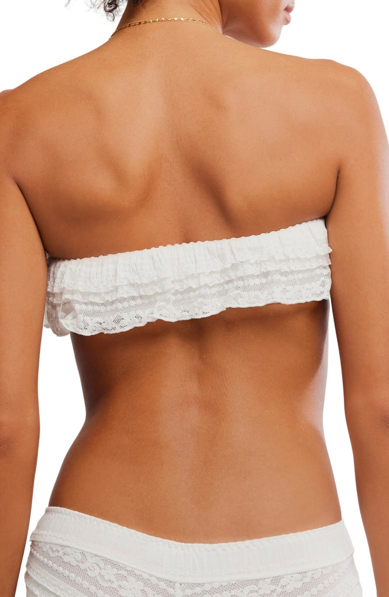 Free People Flirty Frill Bandeau Bikini Top, Alternate, color, Clean Ivory