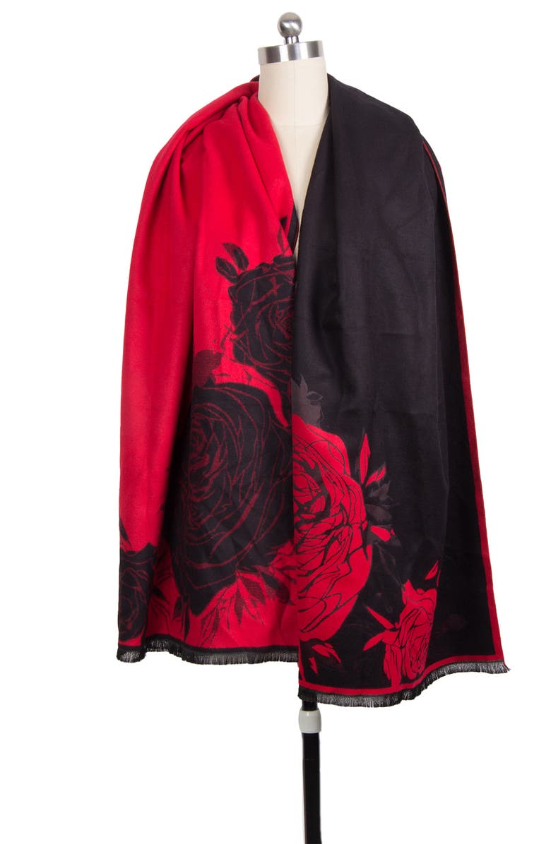 SAACHI Floral Reversible Scarf, Alternate, color, Red Black