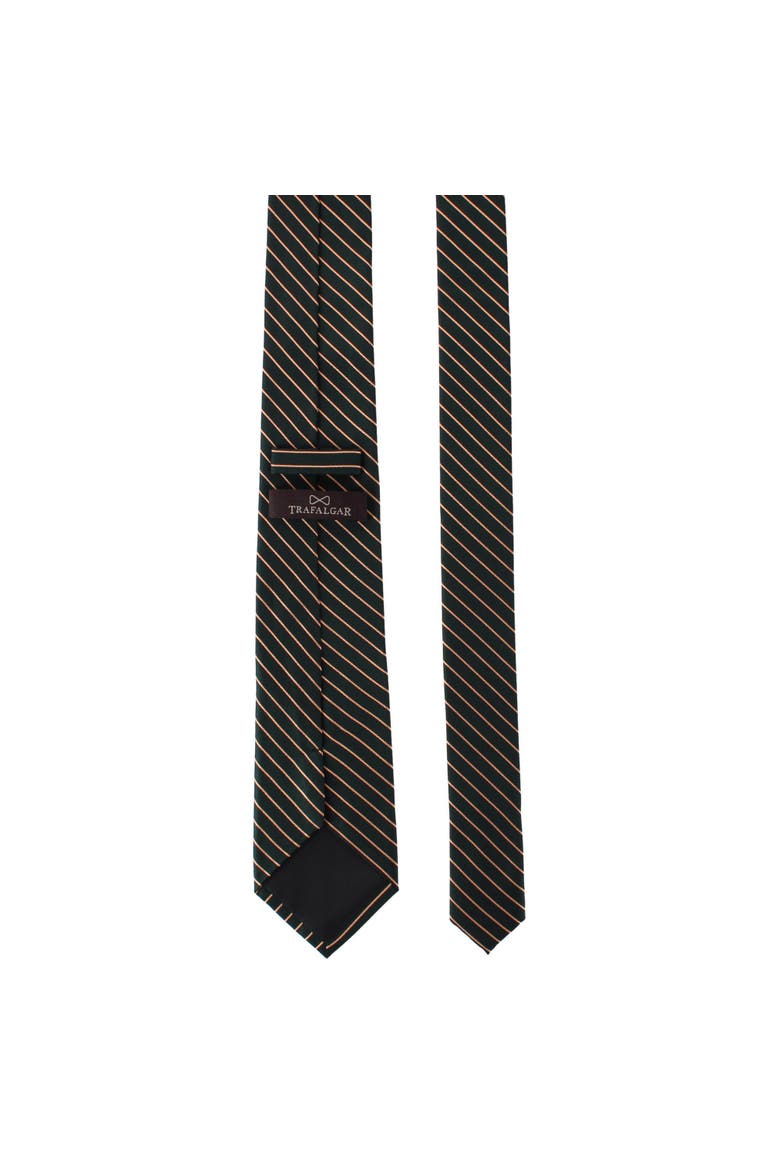 Declan Diagonal Stripe Silk Business Necktie, Alternate, color, Green with Brown Stripe