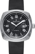 Heritor Automatic Davenport Engraved-Case Leather-Band Watch w/ Date