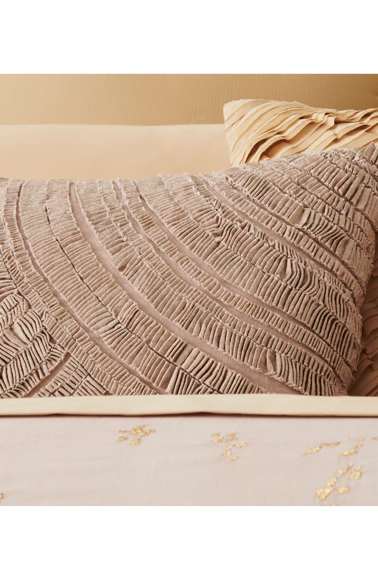 DONNA KARAN Foil Printed Pleated Cotton & Linen Accent Pillow, Alternate, color, 