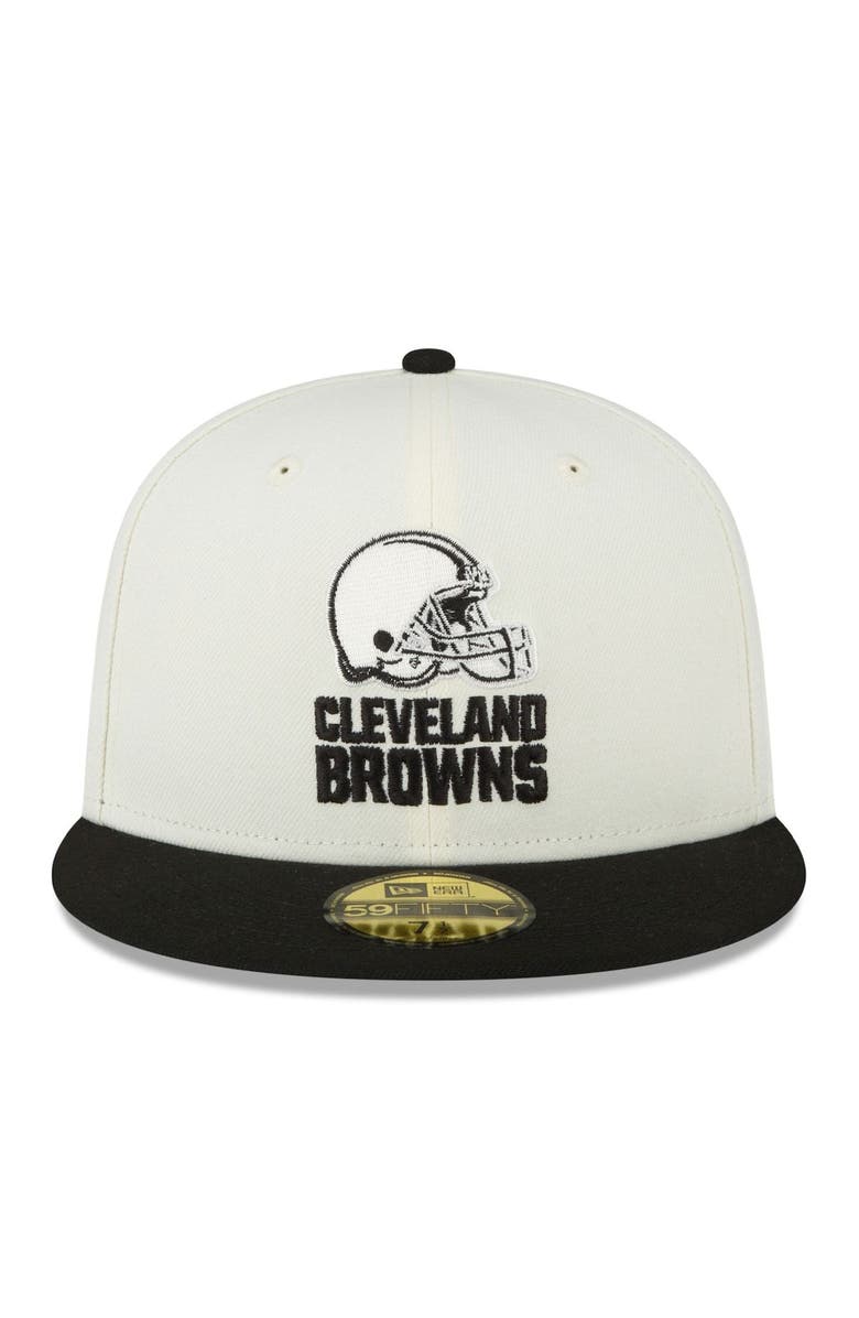 New Era Men's New Era Cream/Black Cleveland Browns Chrome Collection 59FIFTY Fitted Hat, Alternate, color, 