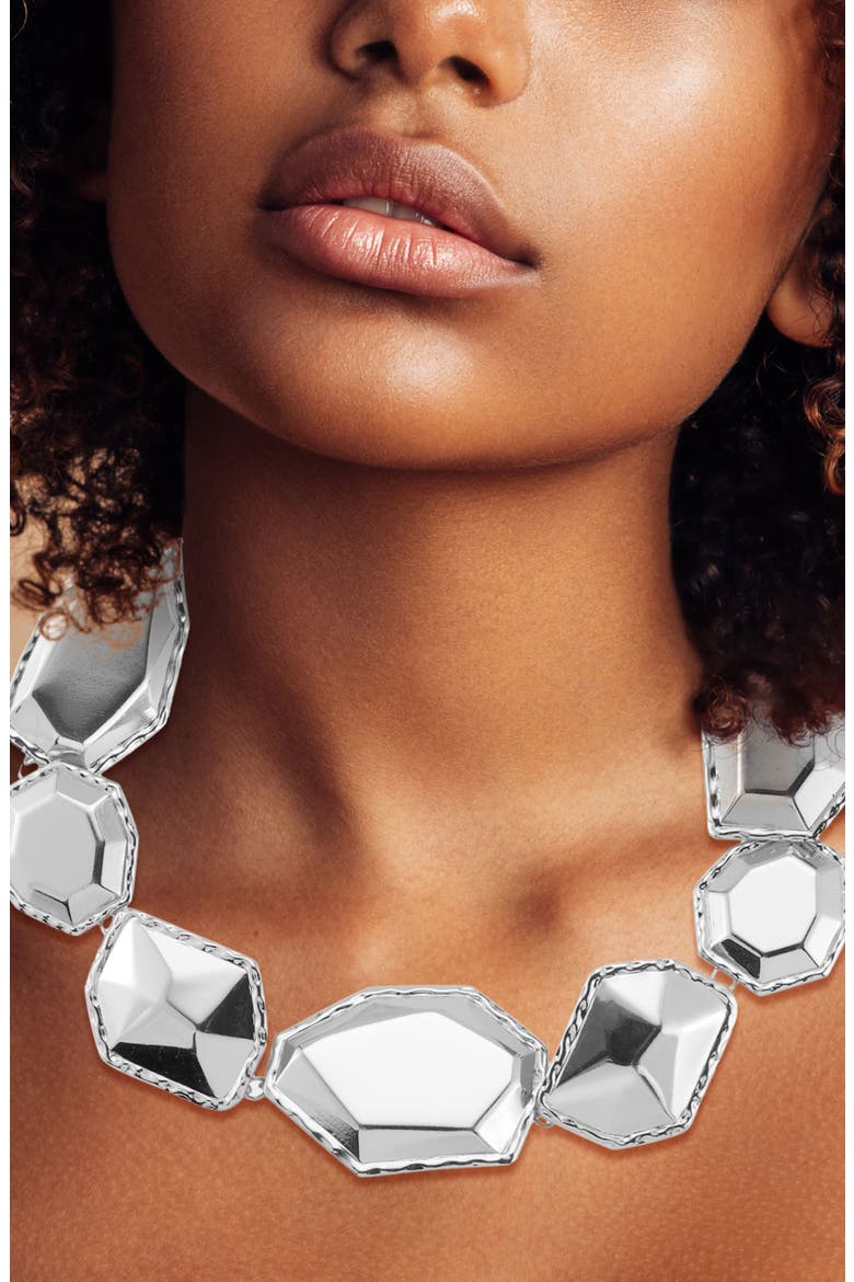 Geometric Statement Necklace, Alternate, color, SILVER