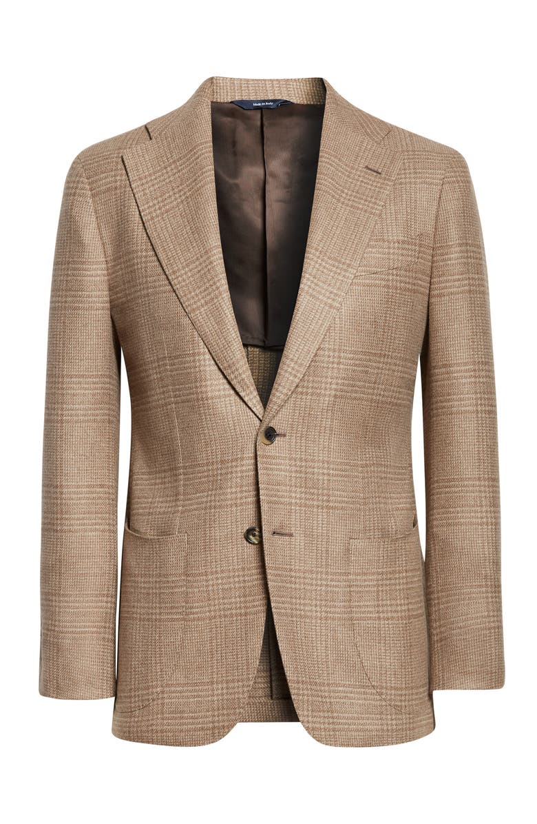 Thom Sweeney Unstructured Single Breasted Plaid Cashmere Sport Coat, Main, color, Oat Pow
