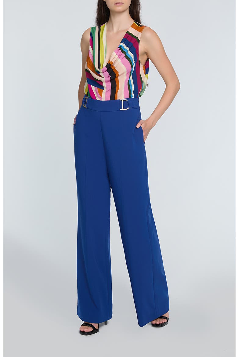 The Inez Buckle Detail Wide Leg Pants, Alternate, color, DAPHNE BLUE