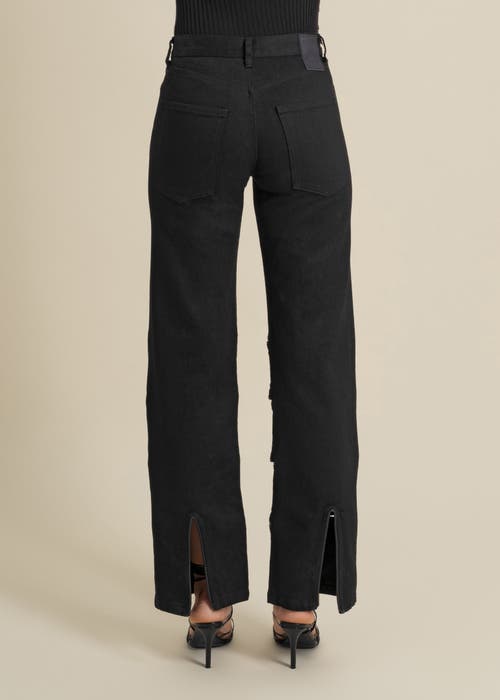 Contessa Mills Arcana Slim-fit Mid-rise Leather-trim Jeans In Black