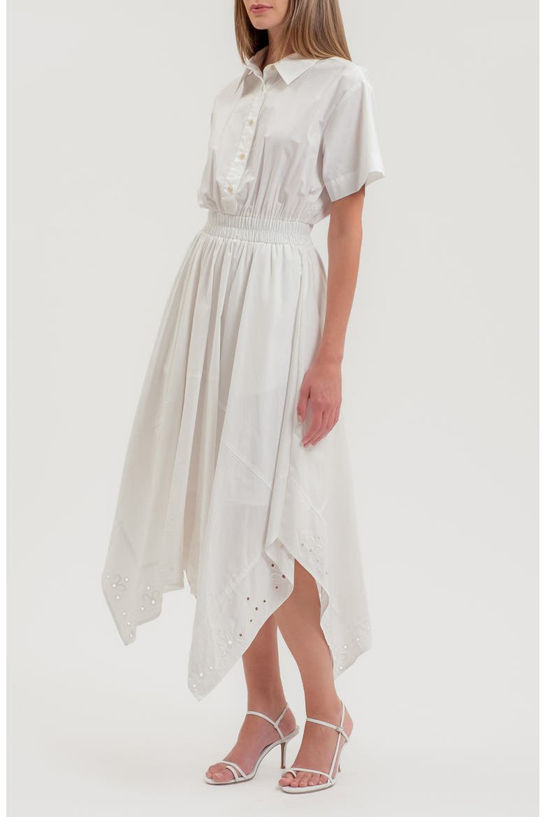 Handkerchief Hem Shirtdress, Alternate, color, WHITE