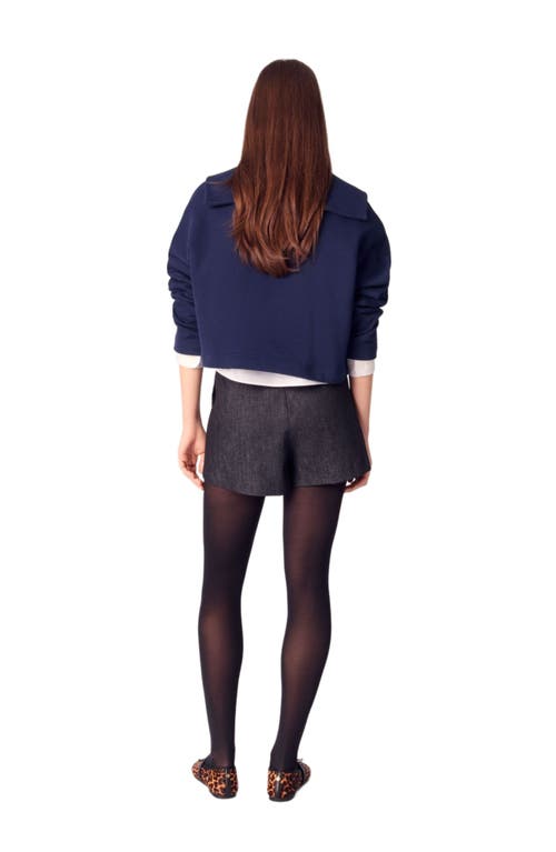 Maje Short Sweatshirt With Embroidery In Navy