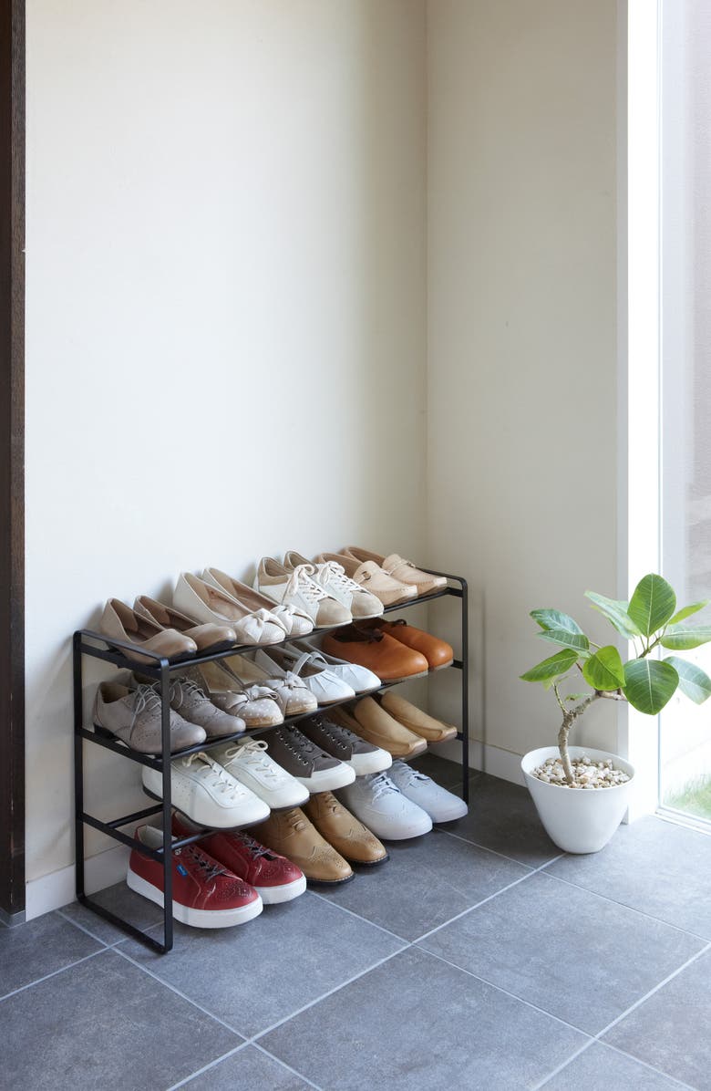 Yamazaki 3-Tier Expandable Shoe Rack, Alternate, color, Black