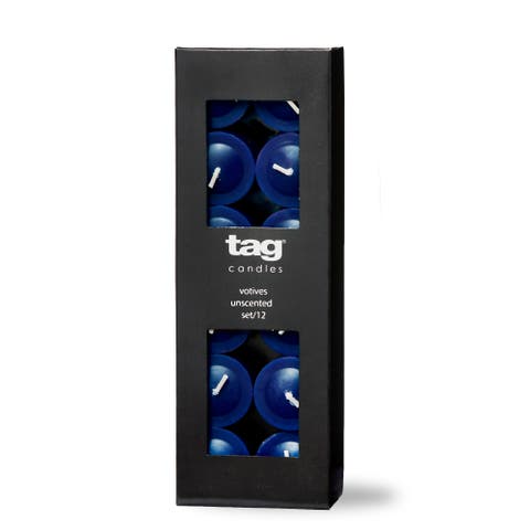 Navy Votive Candles Set of 12 Smokeless Paraffin Wax