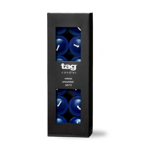 Tag Navy Votive Candles Set Of 12 Smokeless Paraffin Wax In Blue