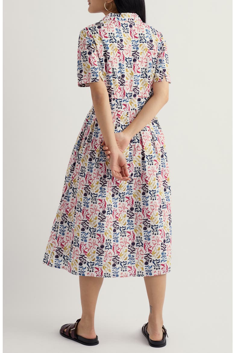 Pleated Organic Cotton Shirtdress, Alternate, color, INKY BOTANICAL CHALK