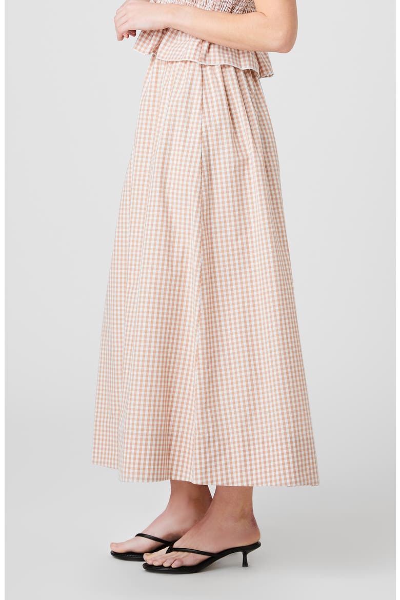 Gingham Maxi Skirt, Alternate, color, PETITE GINGHAM ALMOND NUDE