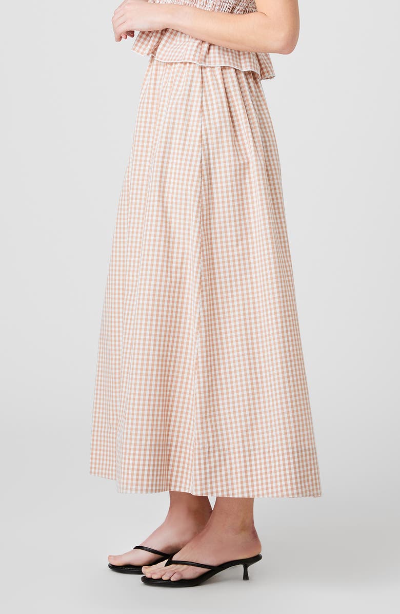French Connection Gingham Maxi Skirt, Alternate, color, Petite Gingham Almond Nude