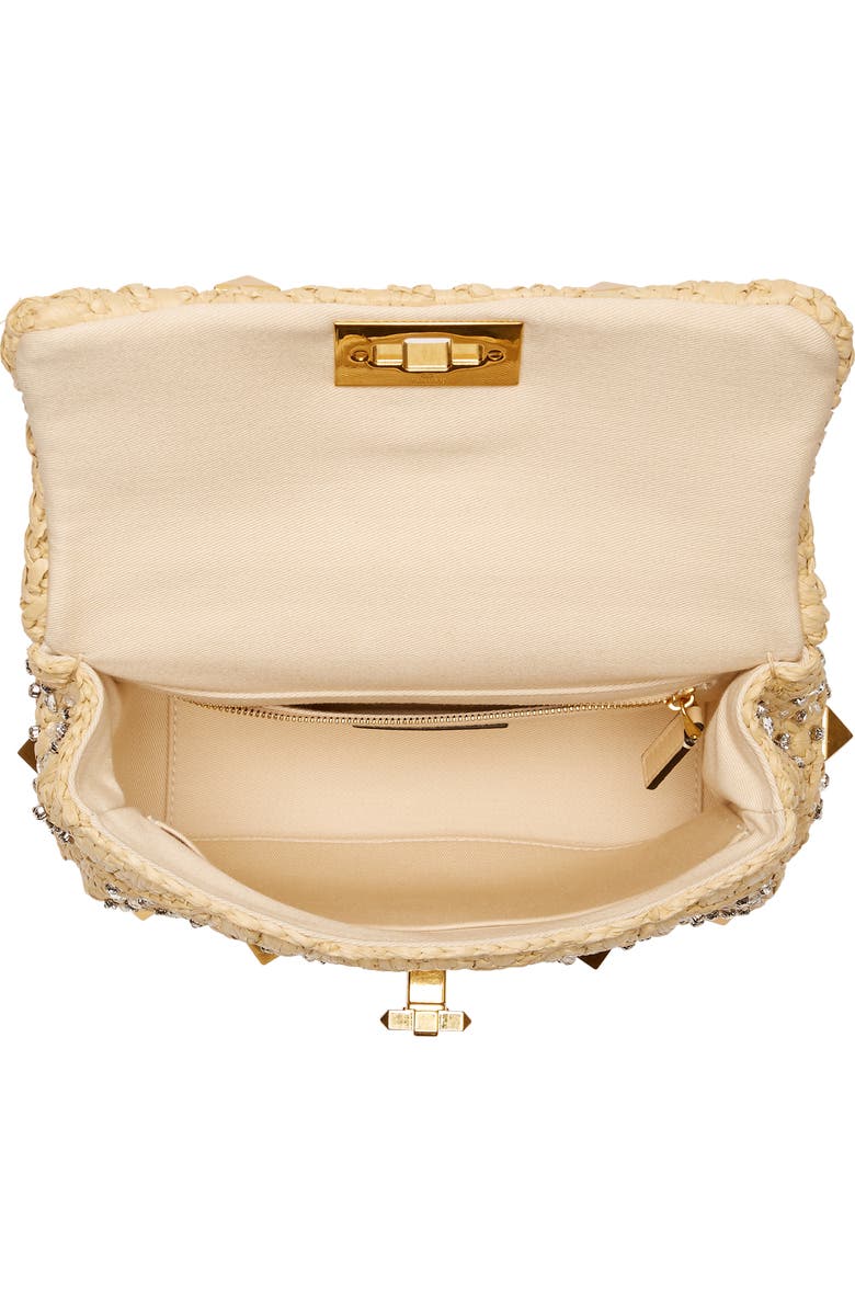 Valentino Garavani Roman Stud Raffia Shoulder Bag, Alternate, color,