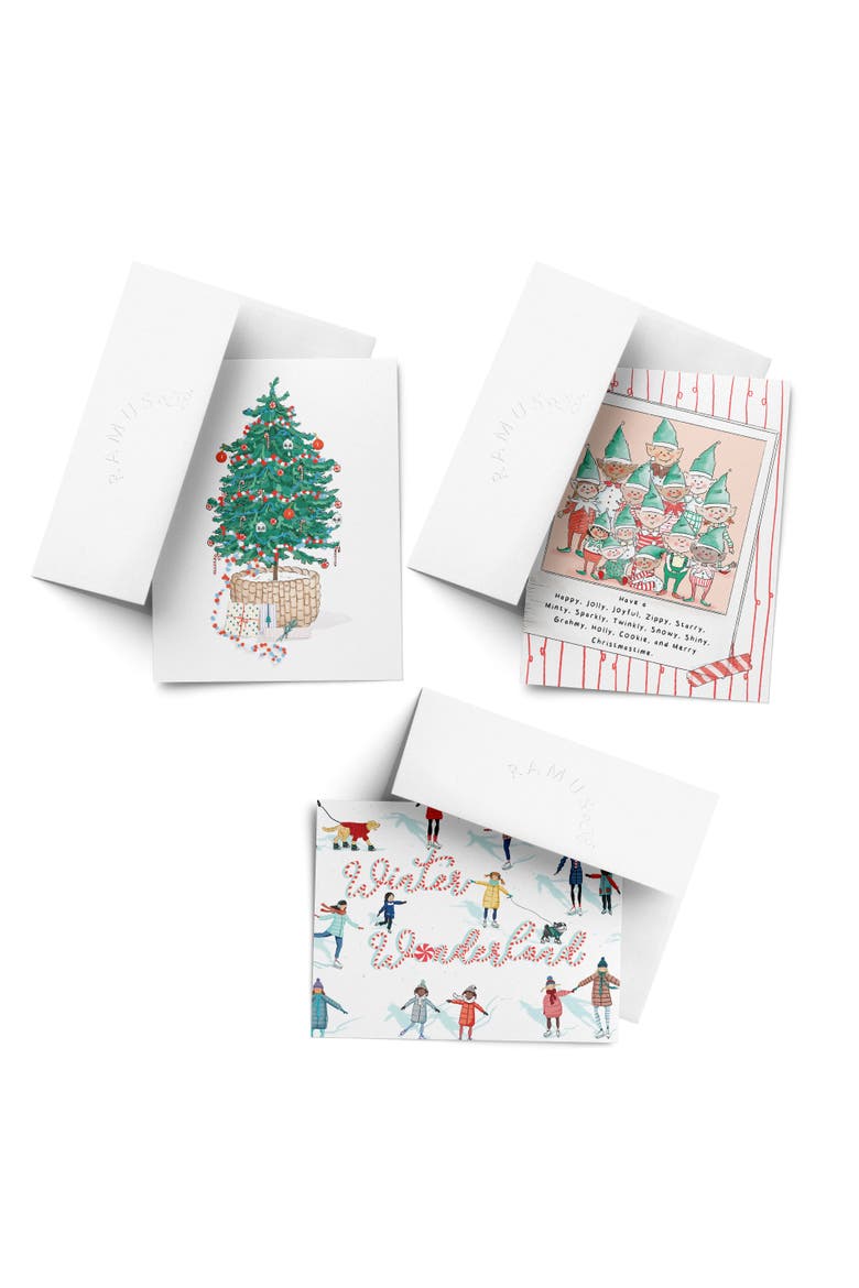 Christmas Tree, Winter Wonderland, Elf Family Winter/Holiday/Christmas Greeting Card Pack Sets, Main, color, Multi-Pack