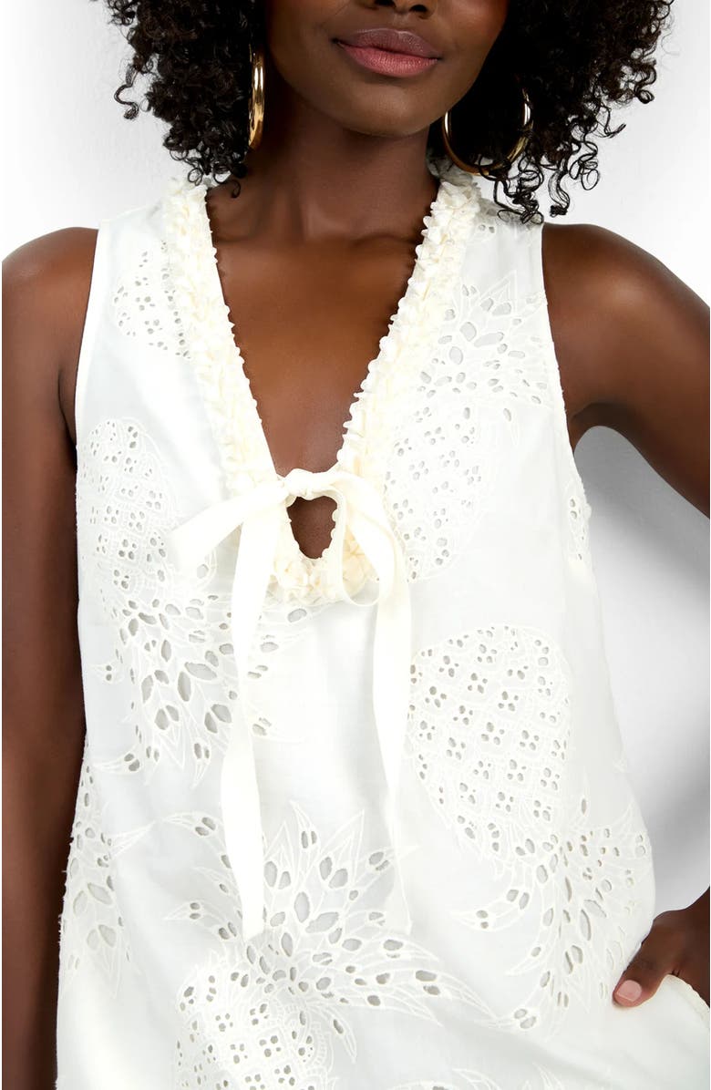 Trina Turk Amala Cotton Eyelet Dress, Alternate, color, Whitewash