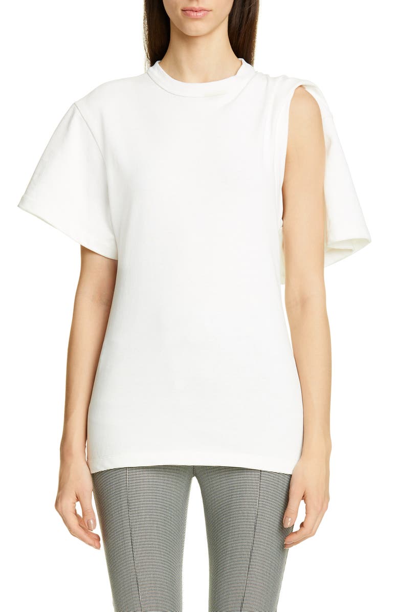 Alexander Wang Draped Short Sleeve Tricot Tee, Main, color,
