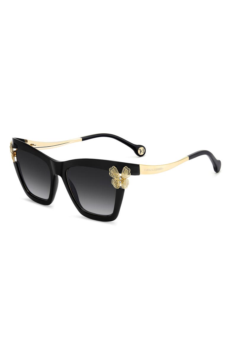 Carolina Herrera 54mm Gradient Cat Eye Sunglasses, Alternate, color, Black/ Dark Grey Sf