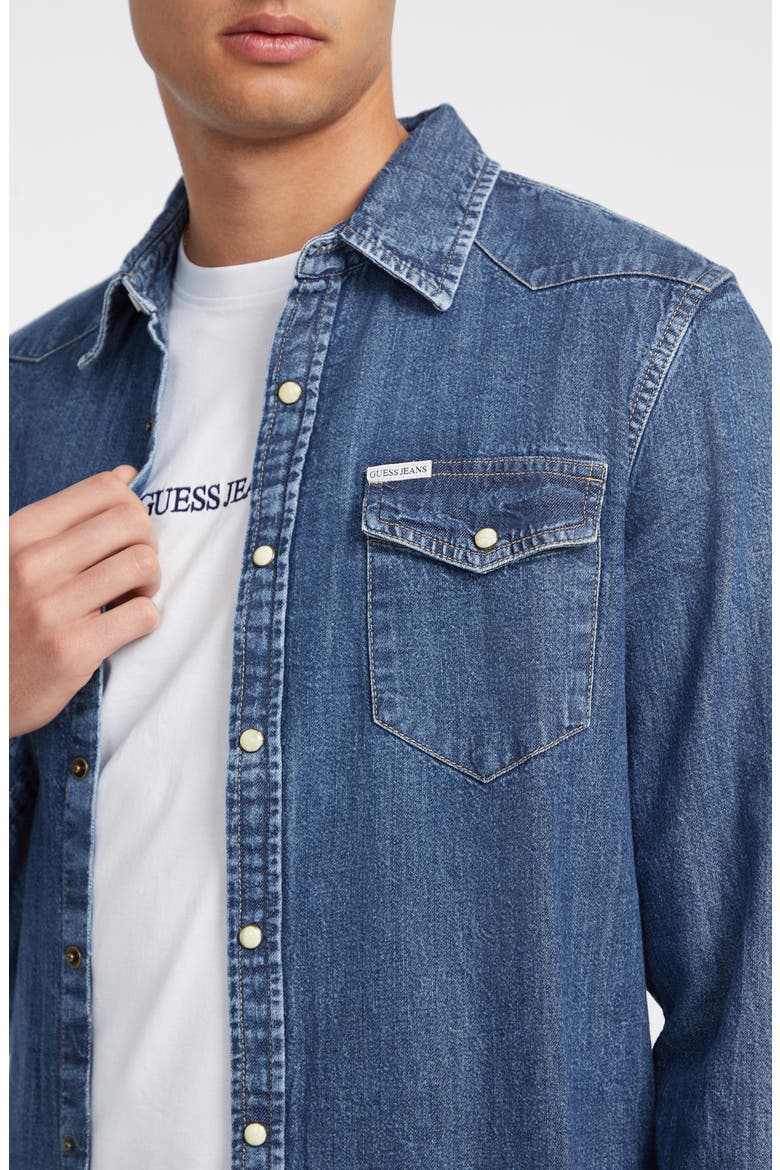 Slim Fit Western Denim Shirt, Alternate, color, DENIM