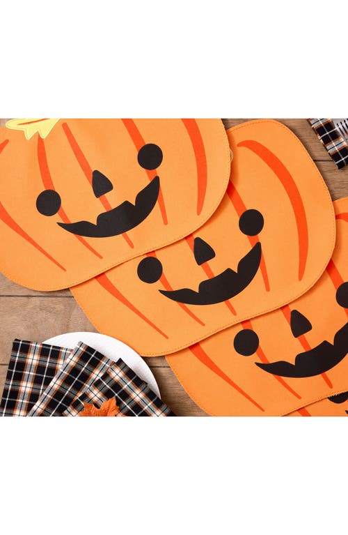 Design Imports Jack-o'-latern Set Of Four Placemats In Orange