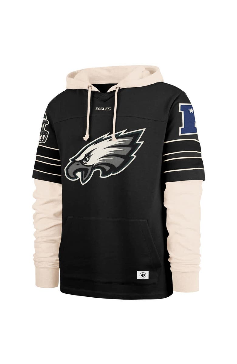 '47 Men's '47 Black Philadelphia Eagles Split Zone Cornerback Duo Hoodie, Alternate, color, Black