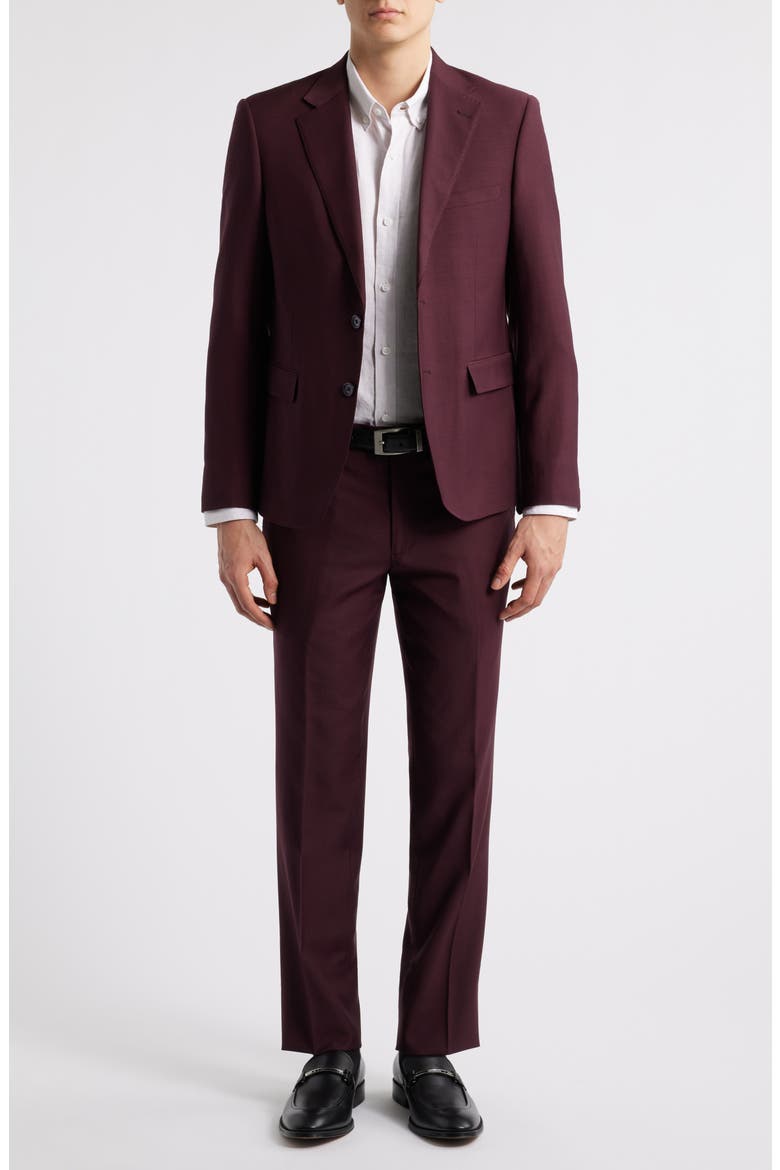 Matteo Slim Fit Burgundy Wool Suit, Main, color, MERLOT