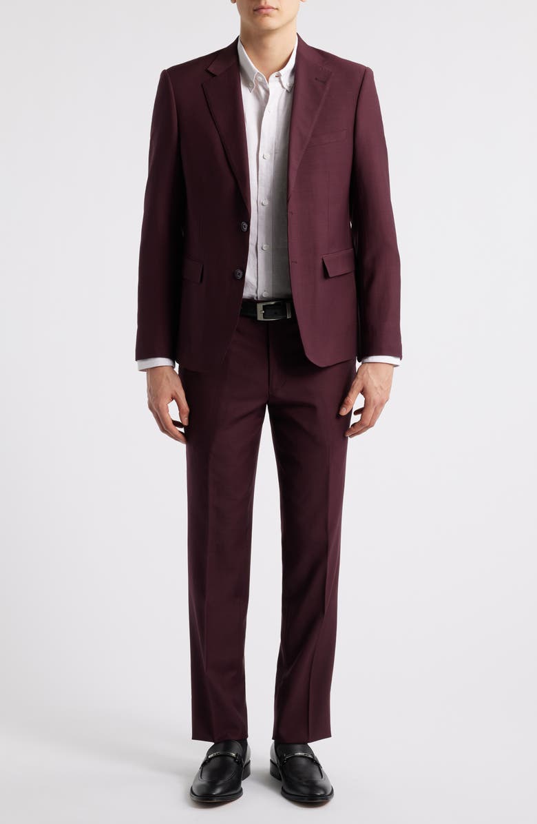 ZANETTI Matteo Slim Fit Burgundy Wool Suit, Main, color, Merlot