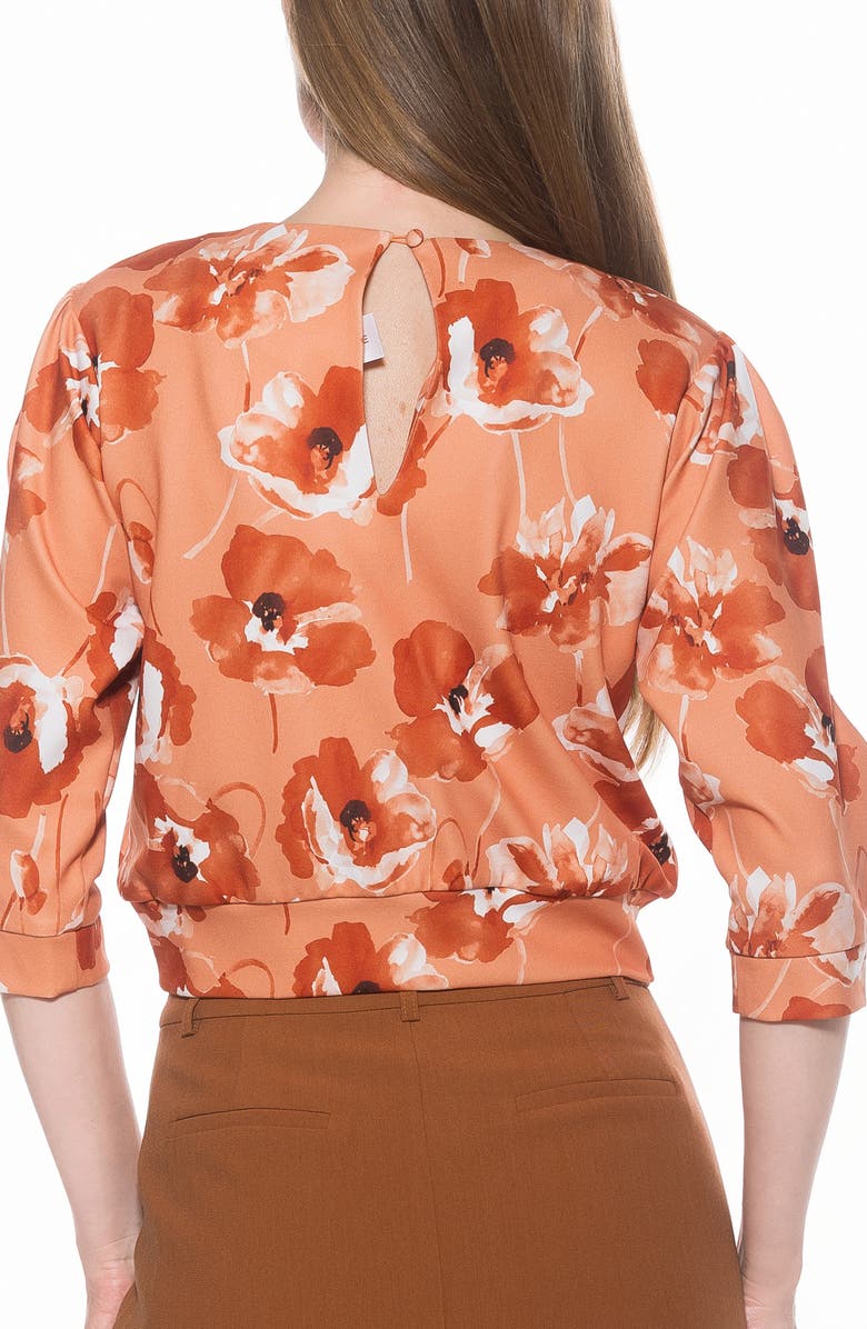 Alexia Admor Bebe Three-Quarter Sleeve Sweatshirt, Alternate, color, Beige Floral