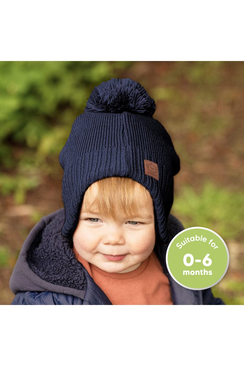 Muff Knitted Beanie, Alternate, color, Navy